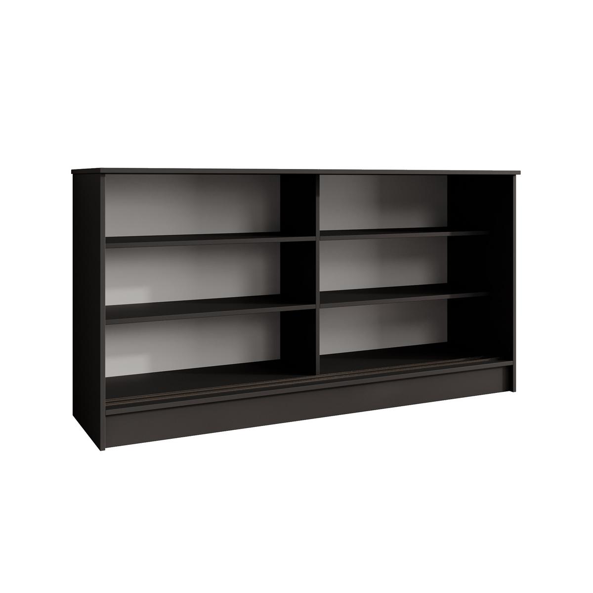 KOMMODE Mirela mit 2 Schiebetüren 160 cm, Schwarz - Schwarz, Holzwerkstoff (161/85/43.5cm) - Beautysofa