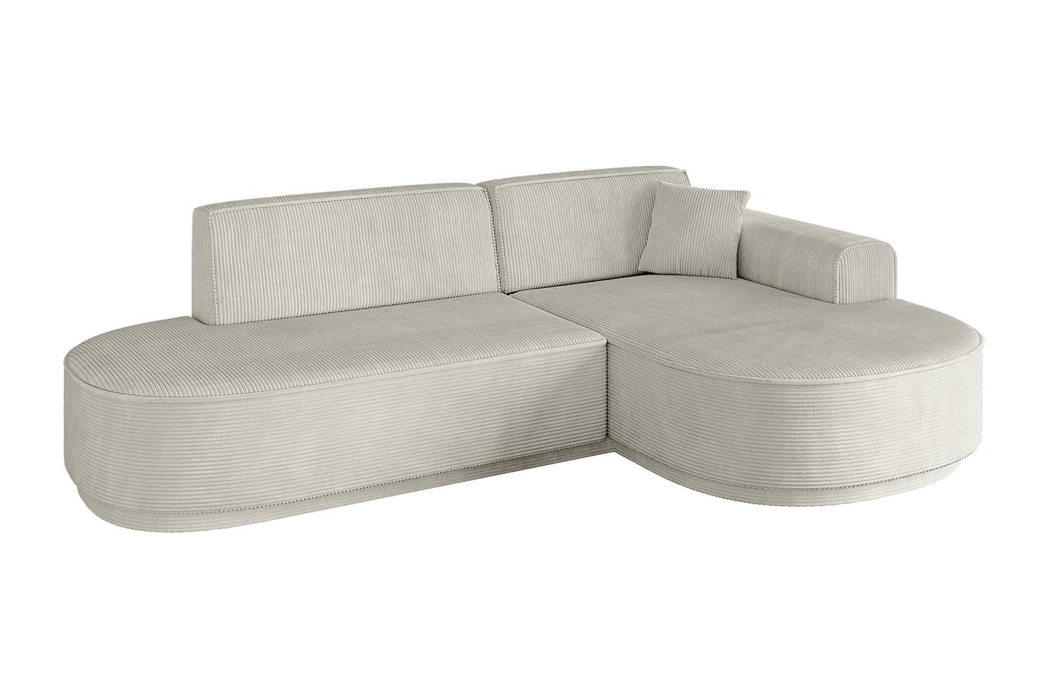 ECKSOFA Ottomane Rechts MARI-L1-v3 - 243x171x83 cm Creme Cord - Hellgrau/Creme, Holzwerkstoff/Kunststoff (171/243cm) - ALTDECOR