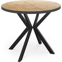 ESSTISCH Vincento runder ausziehbar, Lancelot Eiche 100-180/100/76 cm - Eichefarben/Schwarz, Holzwerkstoff/Metall (100/180/76cm) - WFL GROUP