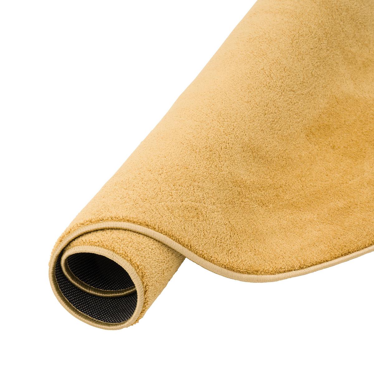 LUXUS SUPER SOFT HOCHFLOR LANGFLOR TEPPICH DELUXE RUND - Currygelb, Textil (200/200cm) - Snapstyle