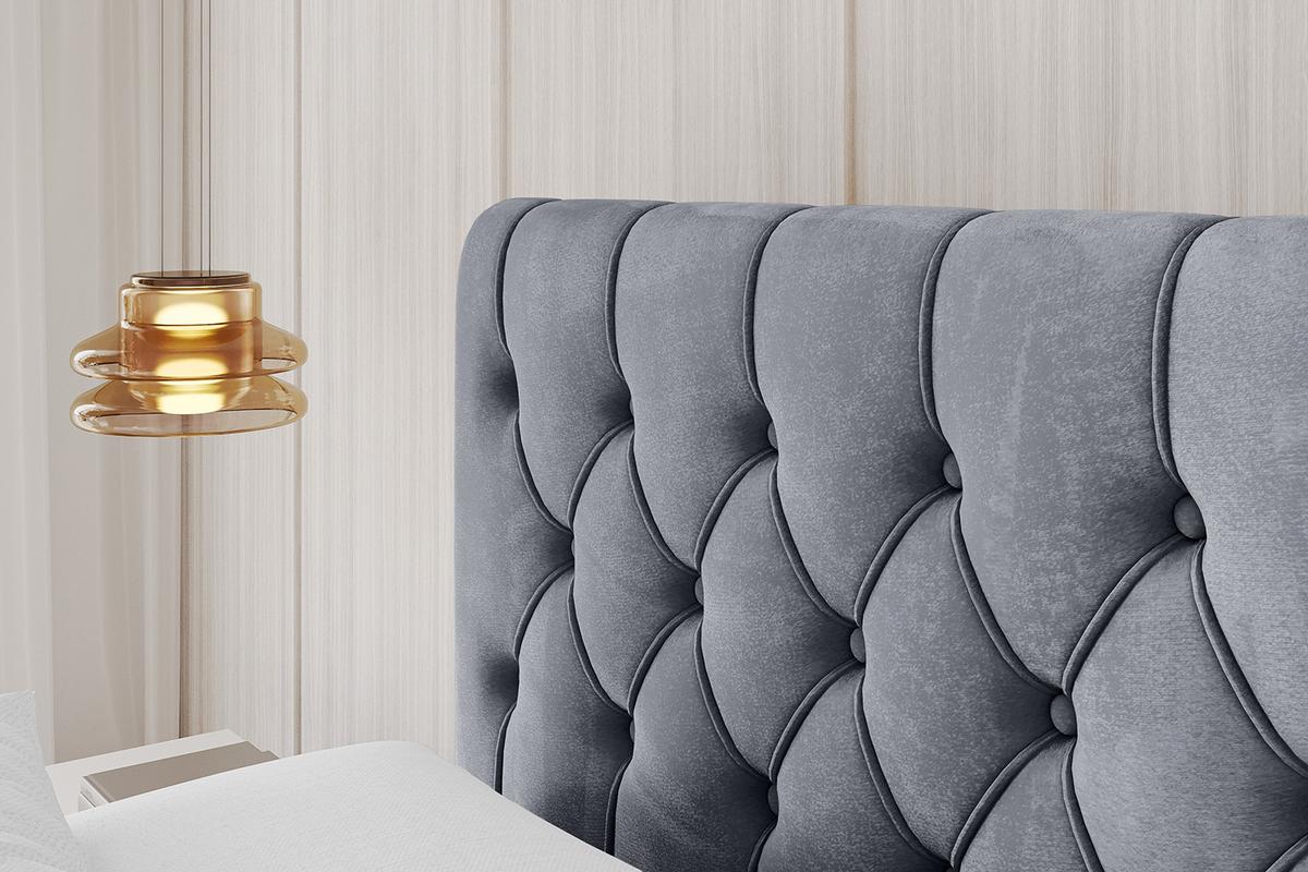 POLSTERBETT mit Bettkasten, Fußteil und Lattenrost, Boxbett mit Matratze H3/H4 - LARO-Z 180x200 Grau - Grau, Holzwerkstoff/Textil (180/200cm) - ALTDECOR