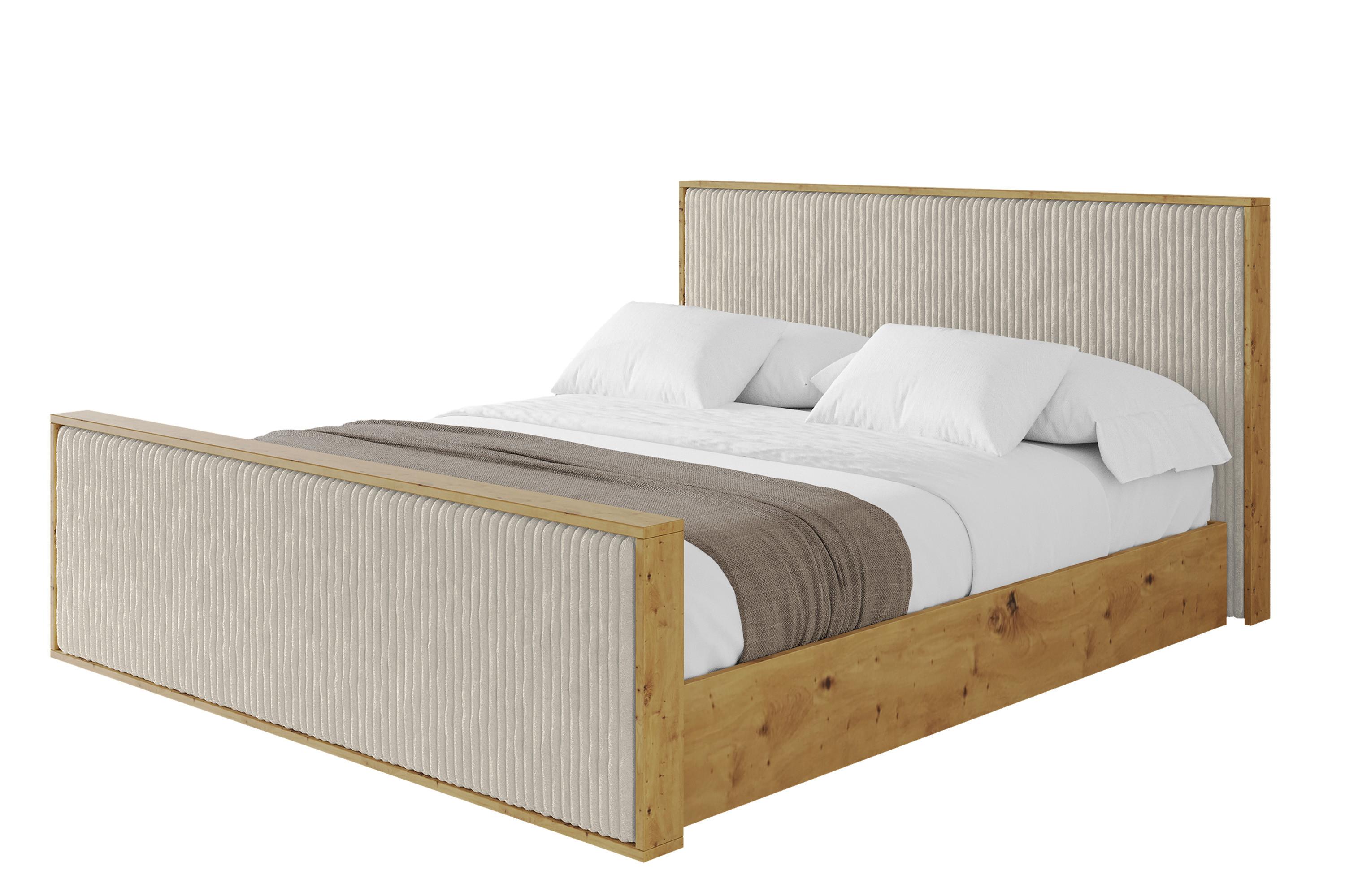 POLSTERBETT mit Bettkasten und Lattenrost, Boxbett mit Stauraum und Kopfteil mit Matratze H3/H4 - ENZO10 160x200 Creme - Beige, Holzwerkstoff/Textil (160/200cm) - ALTDECOR