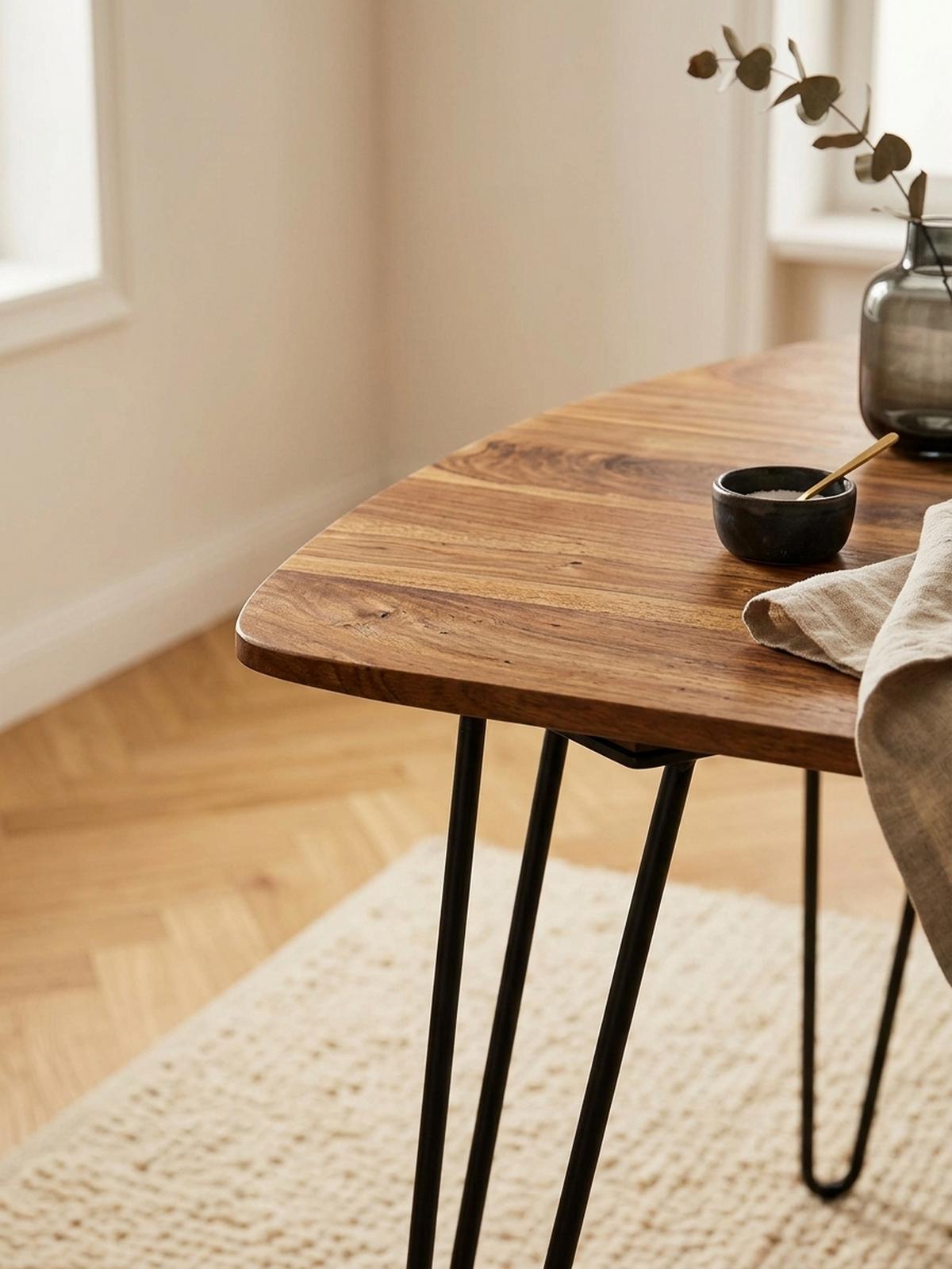 ESSZIMMERTISCH – Massivholz Braun 80x80x76 cm Modern abgerundete Ecken - Schwarz/Braun, Holz/Metall (80/80/76cm) - KADIMA DESIGN