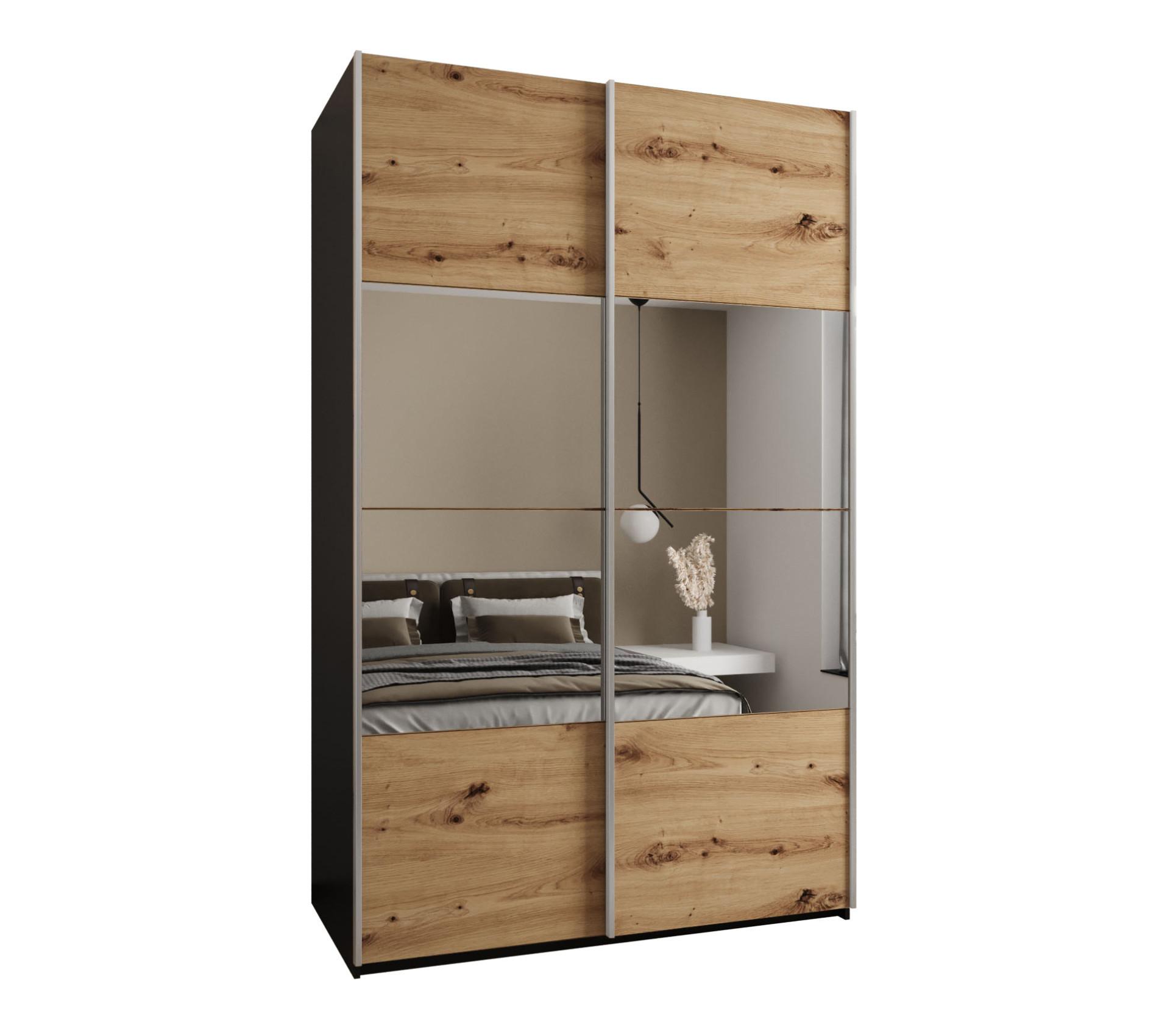 SCHWEBETÜRENSCHRANK 245,5/150/64 2-türig - Silberfarben/Schwarz, Holz/Metall (150/245/64cm) - Abiks Möbel