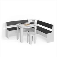 ECKBANKGRUPPE Tiberio Weiß 180 x 180 cm mit Tisch - Weiß, Holzwerkstoff (180/80/180cm) - Livinity®