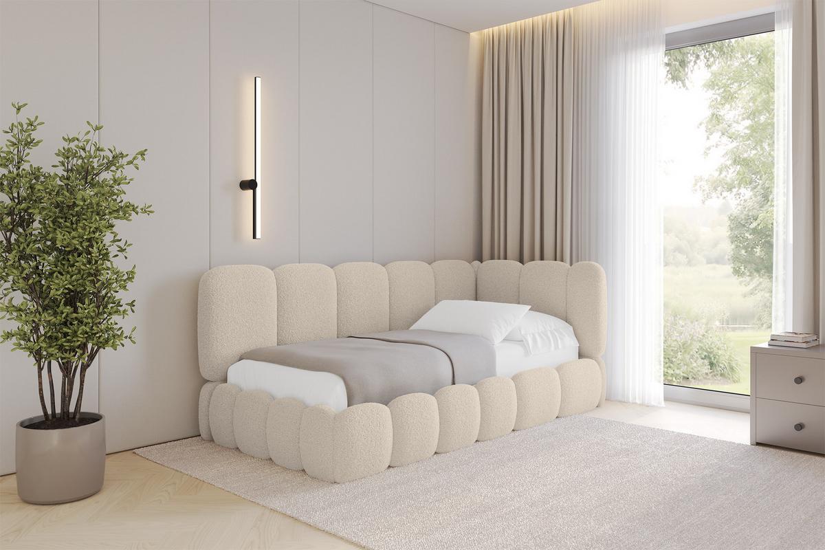 EINZELLBETT Jugendbett mit Bettkasten, Links - AVRY 80x200 Dunkelbeige - Cappuccino, Holzwerkstoff/Textil (80/200cm) - ALTDECOR