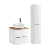 BADMÖBEL 60.4cm April 2er-Set Weiß - Weiß, Holzwerkstoff (60.4/59/46cm) - Petits-meubles