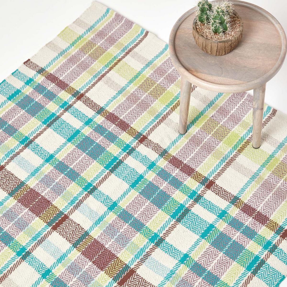 HANDWEBTEPPICH Wilson, Baumwolle kariert 150/240 cm - Multicolor, Textil (150/240cm) - Homescapes