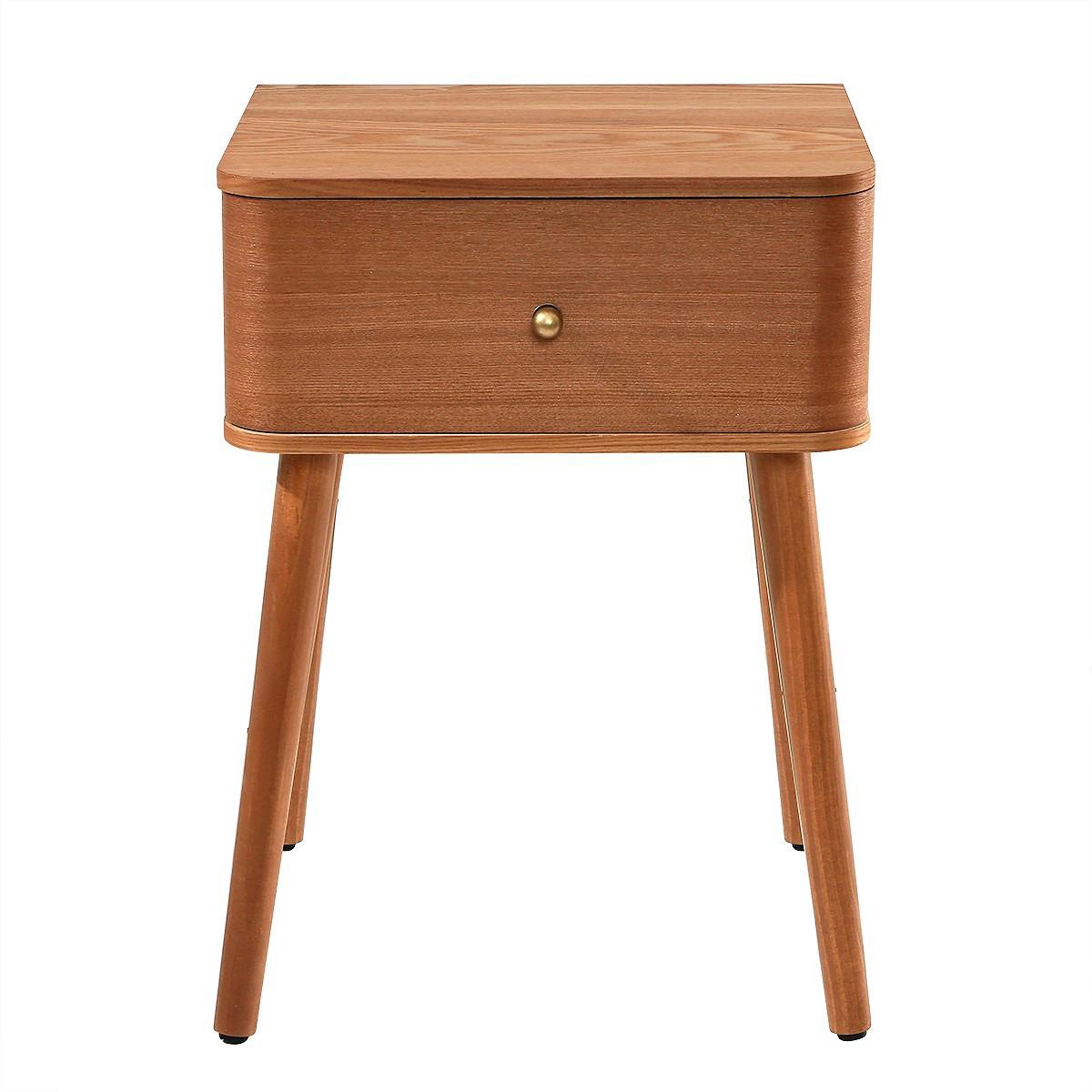 NACHTTISCH 1 Schublade mit abgerundeten Fronten B42 cm - KARL - Eschefarben, Holzwerkstoff (35/58/43.5cm) - Calicosy