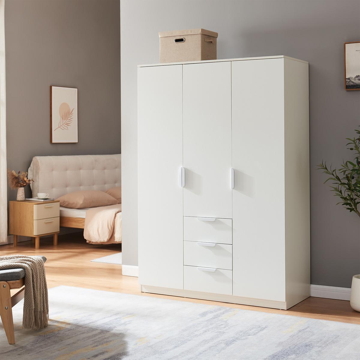 KLEIDERSCHRANK Eiselfing - Weiß, Holzwerkstoff (120/176/52cm) - [en.casa]