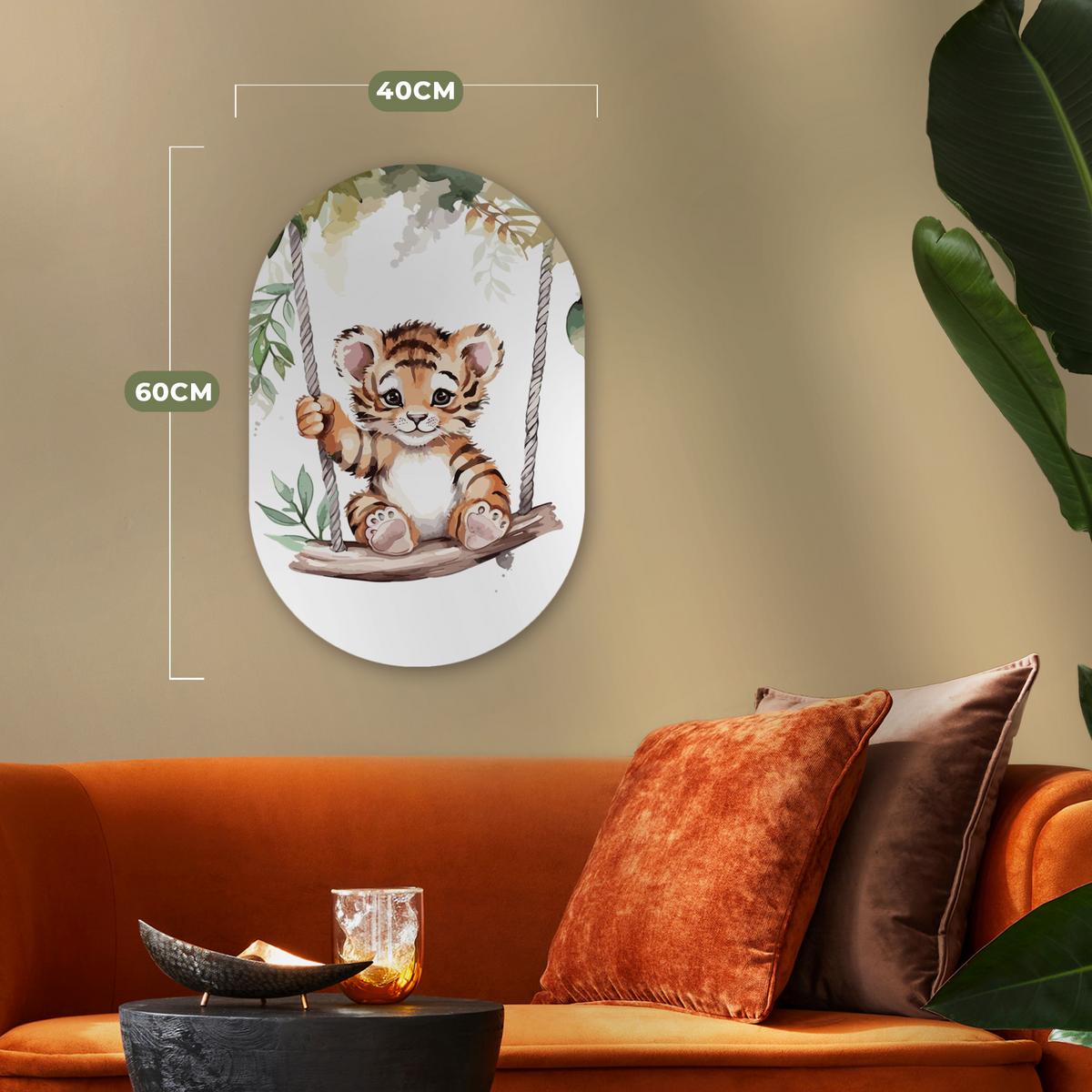 WANDBILD Tiger - Tier - Kinder - Dschungel Deko Wohnzimmer 40x60 cm - Dunkelorange, Kunststoff (40/60cm) - MuchoWow