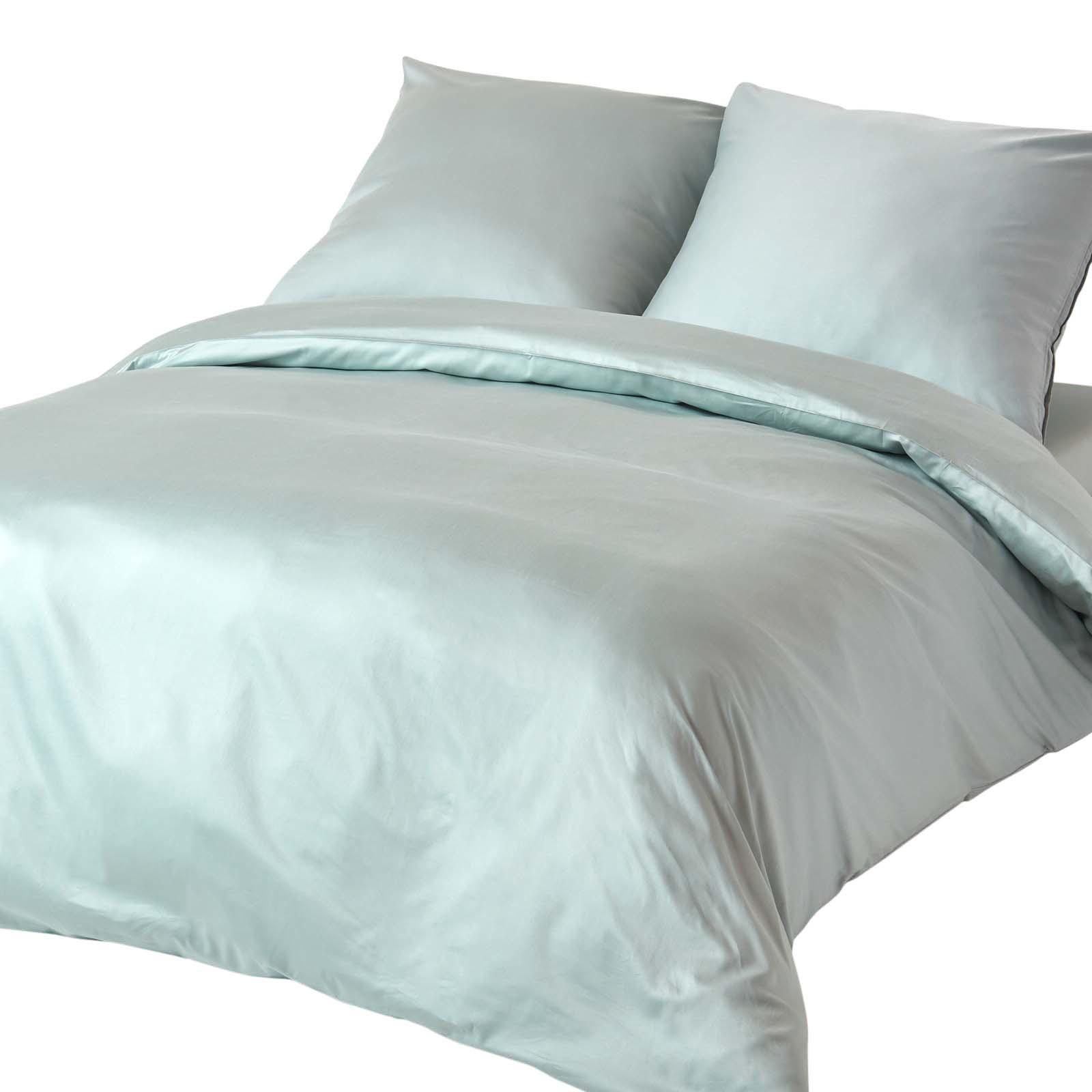 BIO-BETTWÄSCHE Satin Fadendichte 400 - Hellblau, Textil (155/220cm) - Homescapes