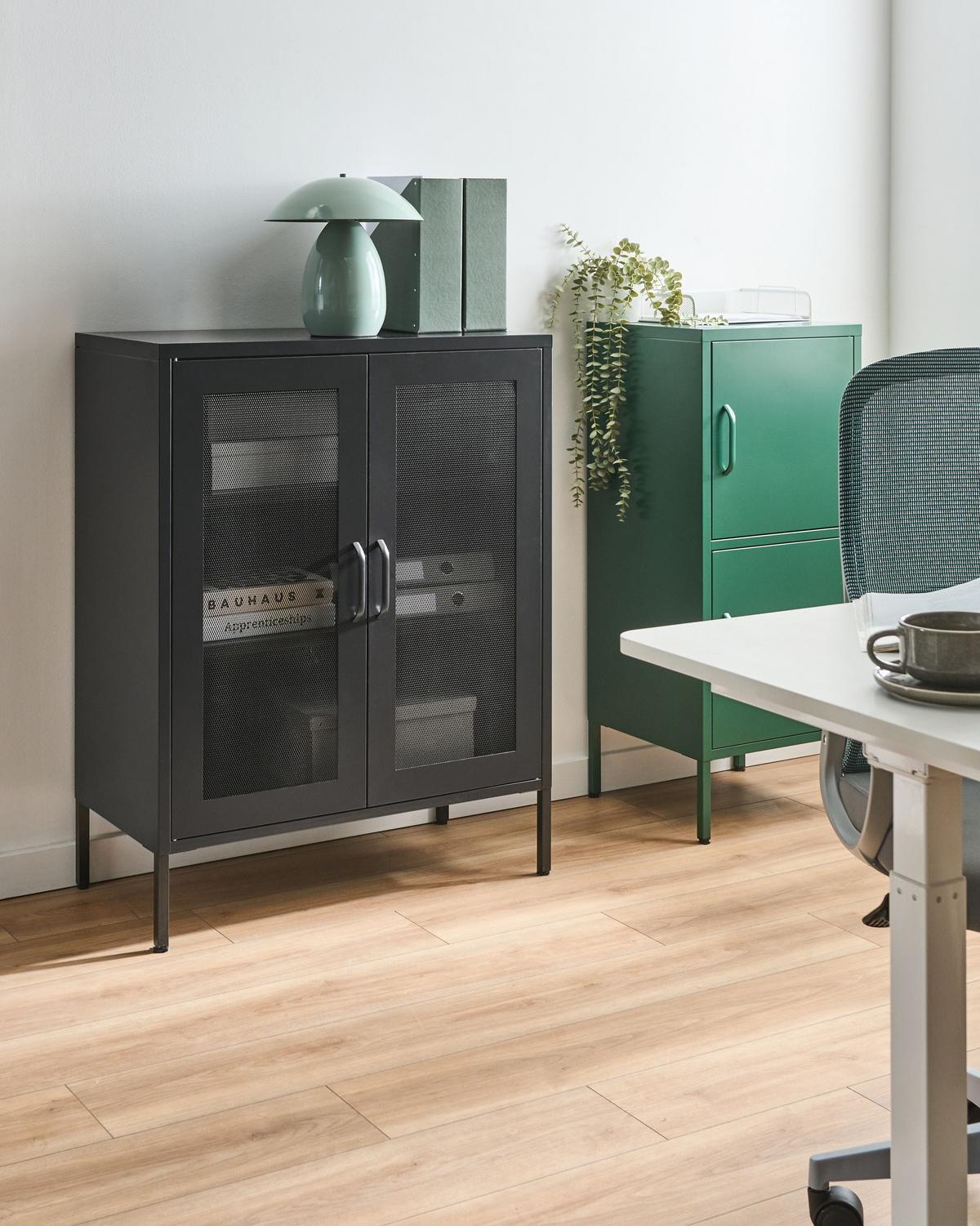 SCHRANK Metall Schwarz Wakatipu - Schwarz, Metall (80/102/40cm) - Beliani