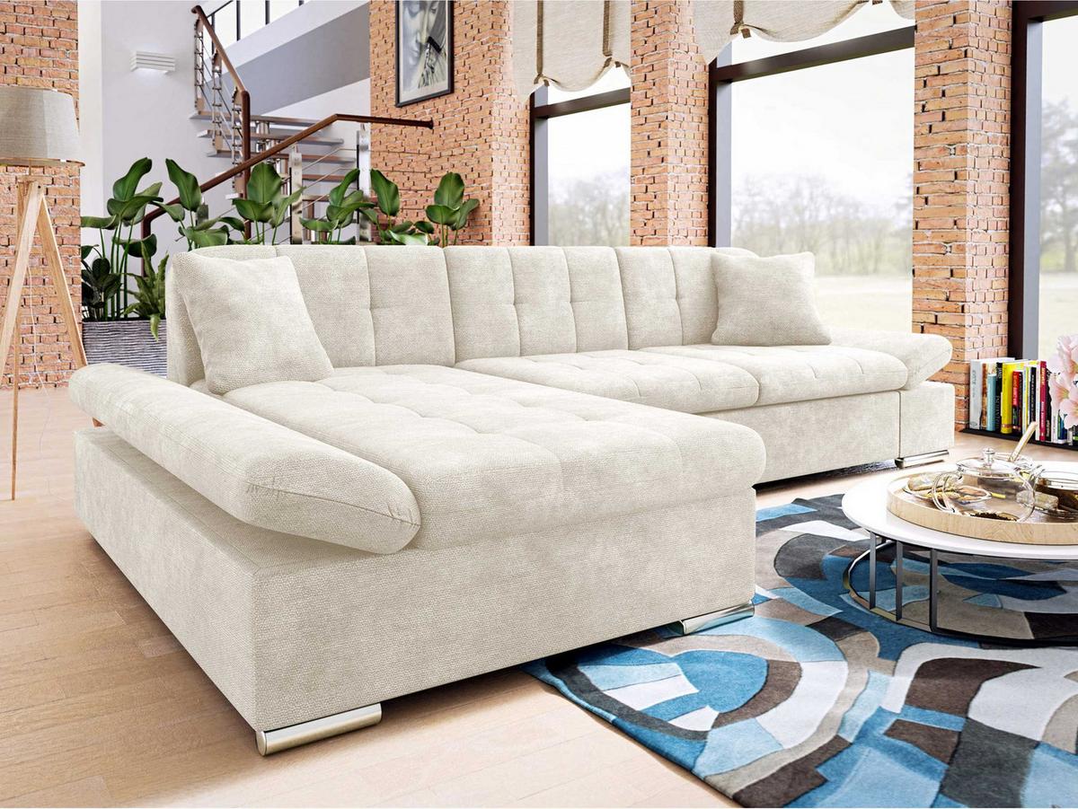 ECKSOFA Montana, Seite: Links - Creme, Holz/Textil (278/161cm) - MIRJAN24
