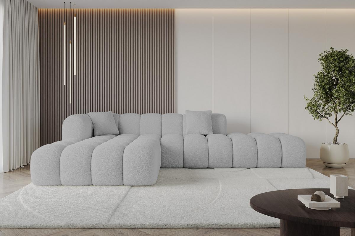 ECKSOFA Ottomane Links OLEA-L2 - 289x176x71 cm Hellgrau - Hellgrau/Schwarz, Holzwerkstoff/Kunststoff (190/309cm) - ALTDECOR