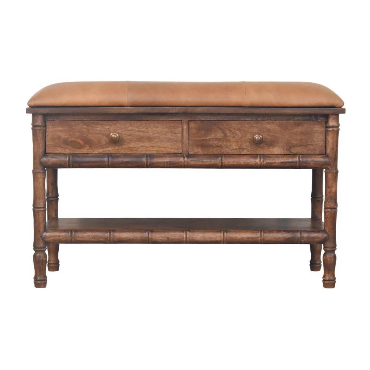 AUFBEWAHRUNGSMÖBEL Roasted-Almond-Finish, 2 Schubladen, 1 offenes Regal, Braun - Braun, Holz (35/55/90cm) - Artisan Furniture