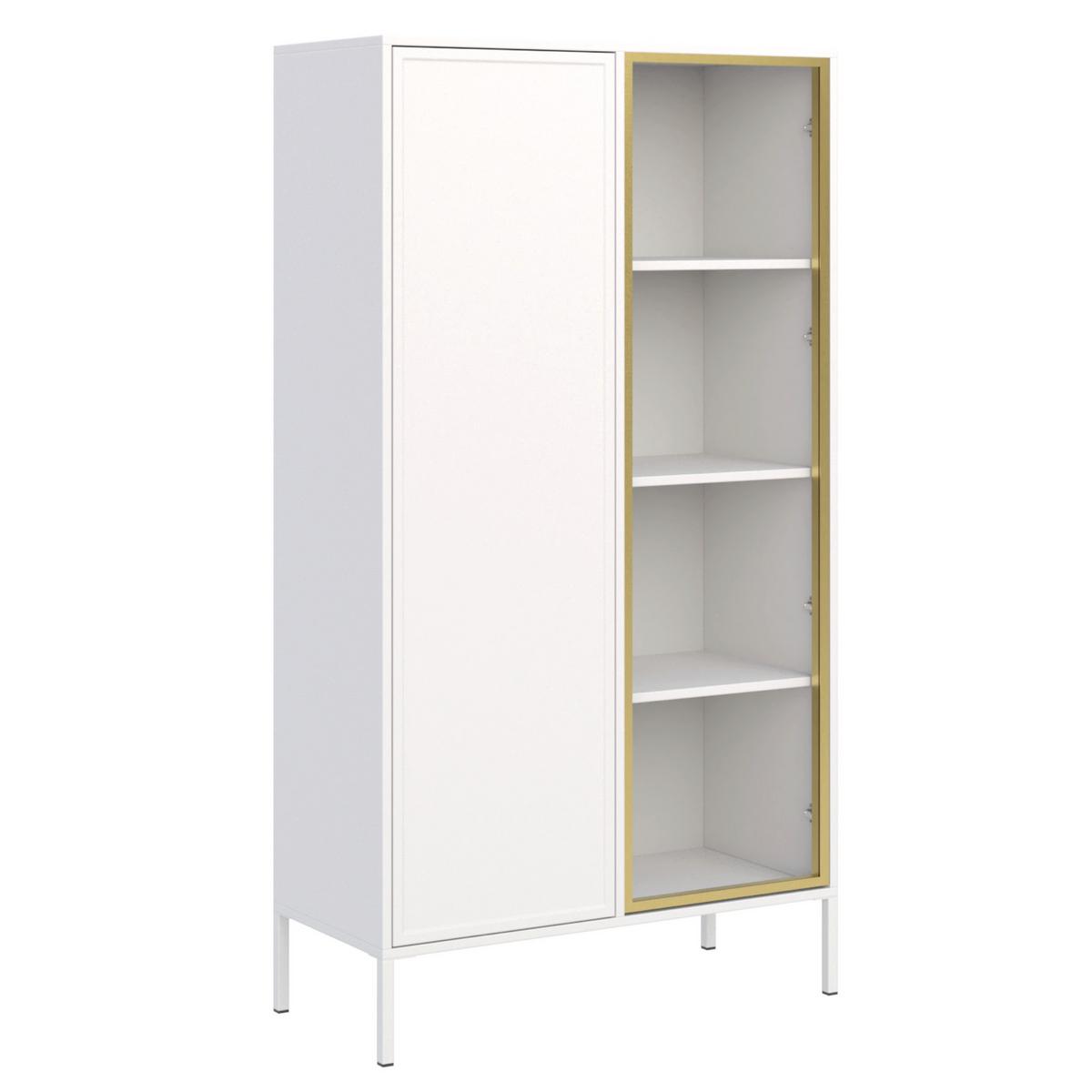 VITRINE Velveto Weiß 90 cm - Weiß, Holzwerkstoff/Metall (90/160.2/40cm) - Selsey