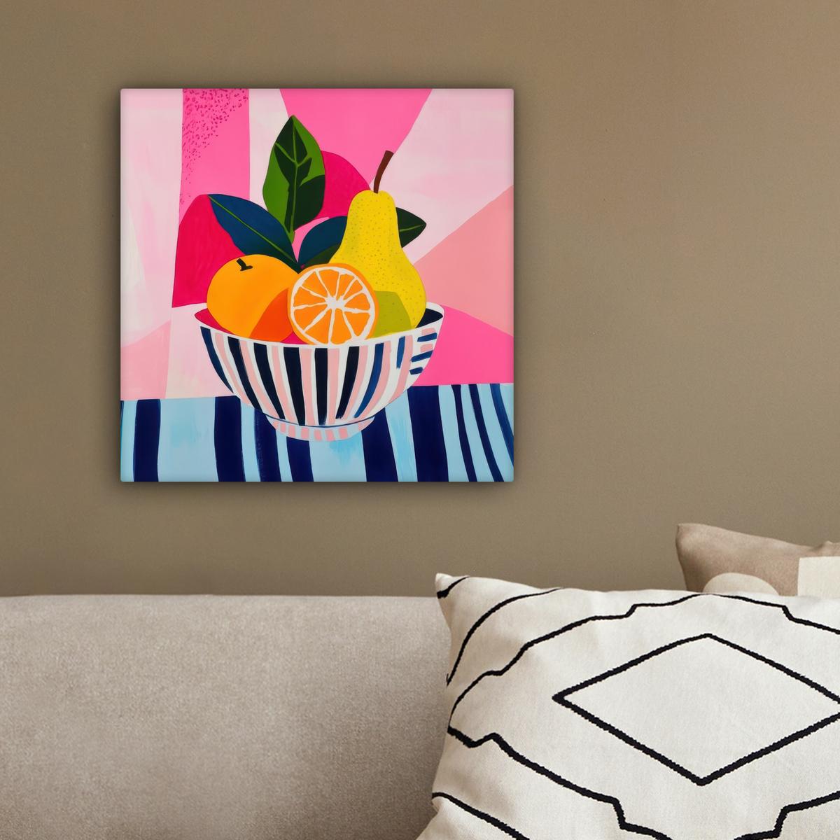 LEINWANDBILD Obst - Abstrakter Hintergrund - Rosa Deko Wohnzimmer 20x20 cm - Pink, Textil (20/20cm) - MuchoWow