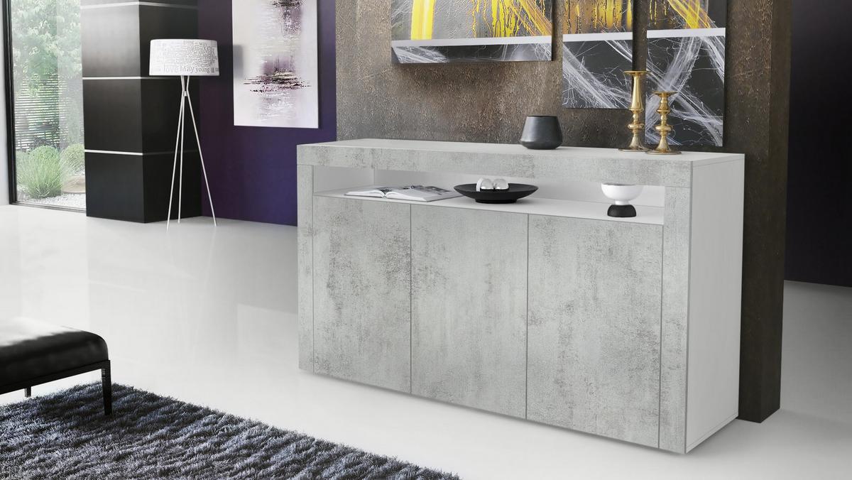 SIDEBOARD Valencia Beton Oxid Optik/ Beton Oxid Optik - Hellgrau, Holzwerkstoff (155/92/40cm) - Vladon
