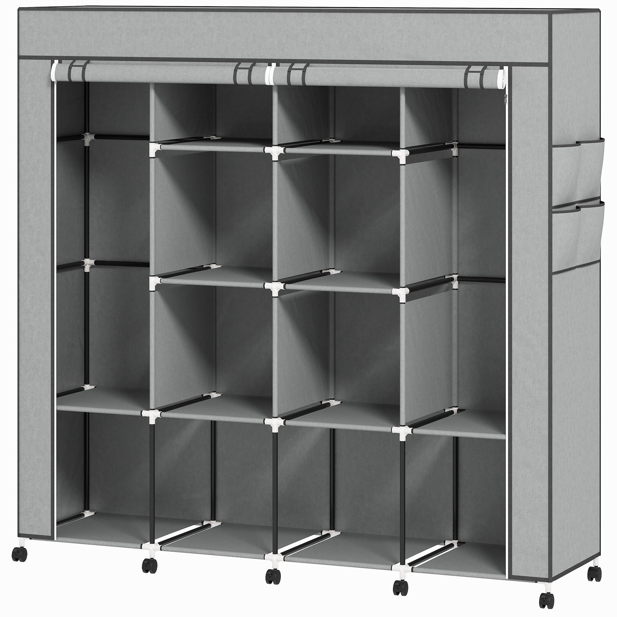 STOFFSCHRANK Stahl Vliesstoff Dunkelgrau - Dunkelgrau, Textil/Metall (42.5/167/166cm) - HOMCOM