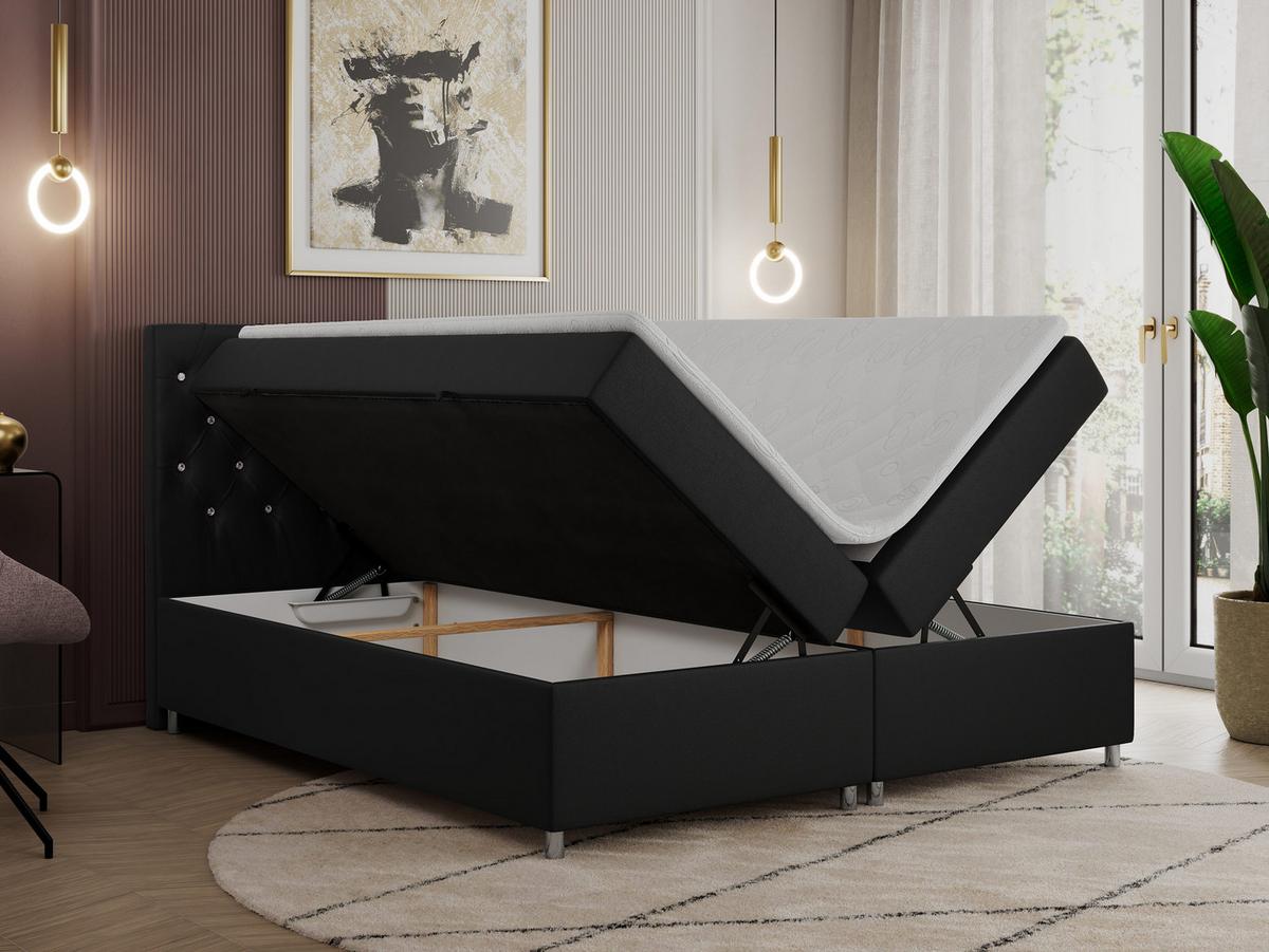 BOXBETT ROMA 120/200 - Schwarz Kunstleder - H3 - Schwarz, Holz/Textil (120/200cm)