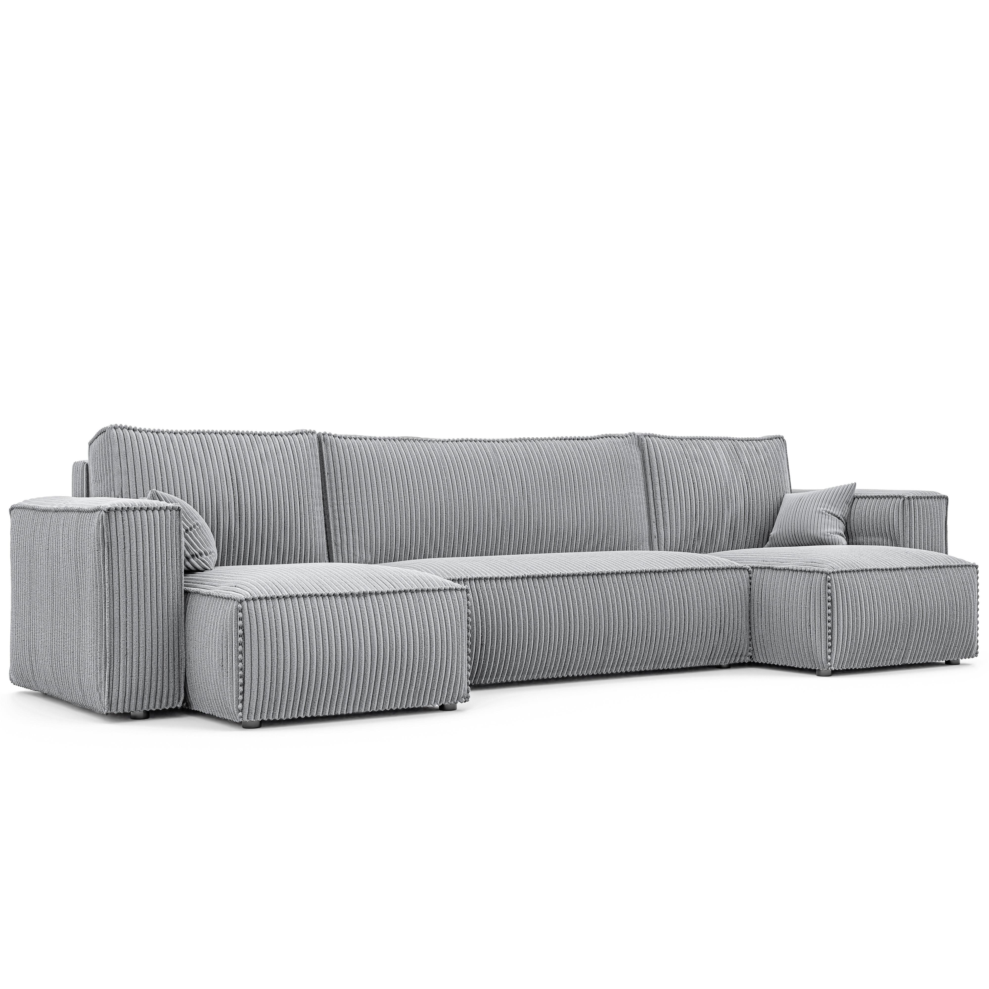 ECKSOFA mit Schlaffunktion und Bettkasten, Hellgrau - Hellgrau/Grau, Holzwerkstoff/Textil (312/145cm) - Idohome