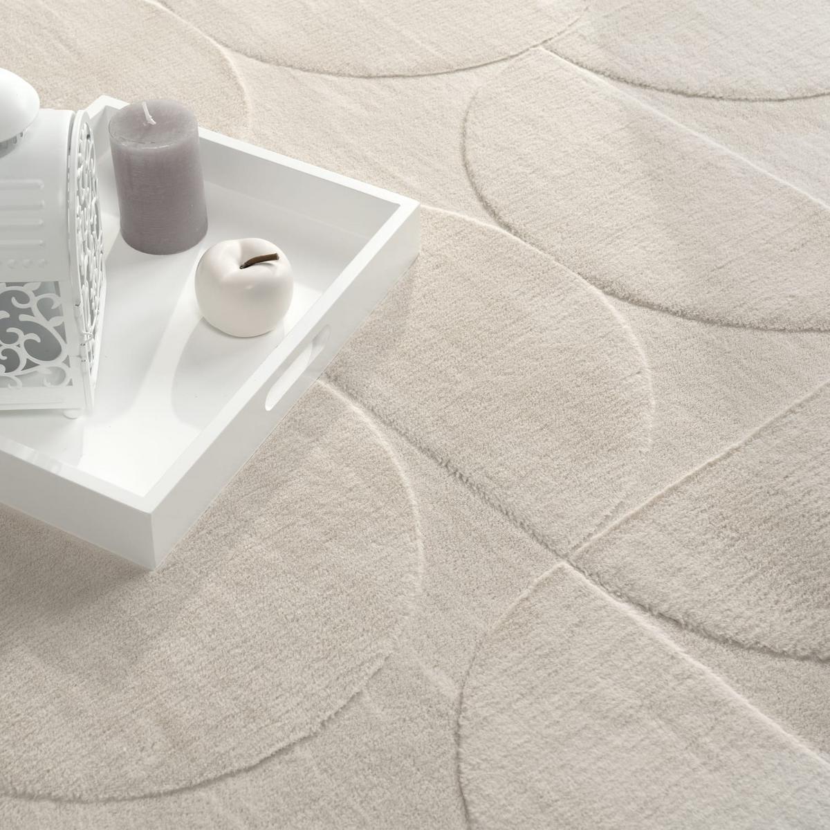 KURZFLORTEPPICH, mit Struktur, aus Polyester, Florhöhe 10 mm, Creme, 120 x 160 cm - Creme, Textil (160/120cm) - KADIMA DESIGN