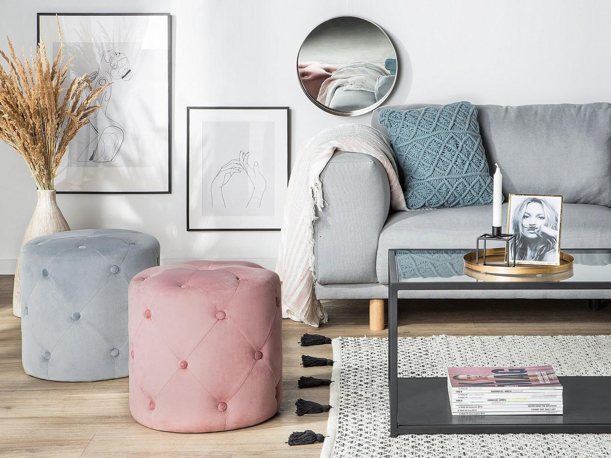 POUF Corolla 40/40/40 cm - Grau, Textil (40/40/40cm) - Beliani