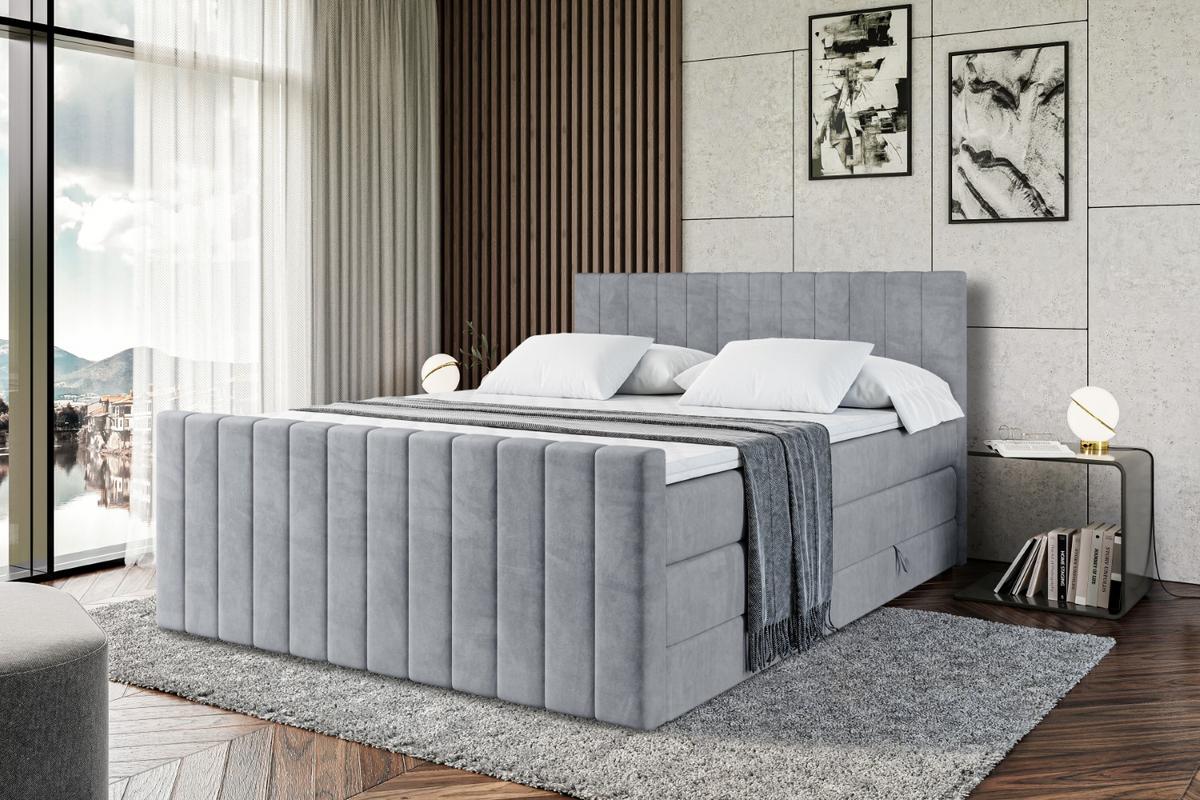 BOXSPRINGBETT EDITA-Z KING - 120x200 - H3/H4 - Grau - Grau, Holzwerkstoff (120/200cm) - ALTDECOR