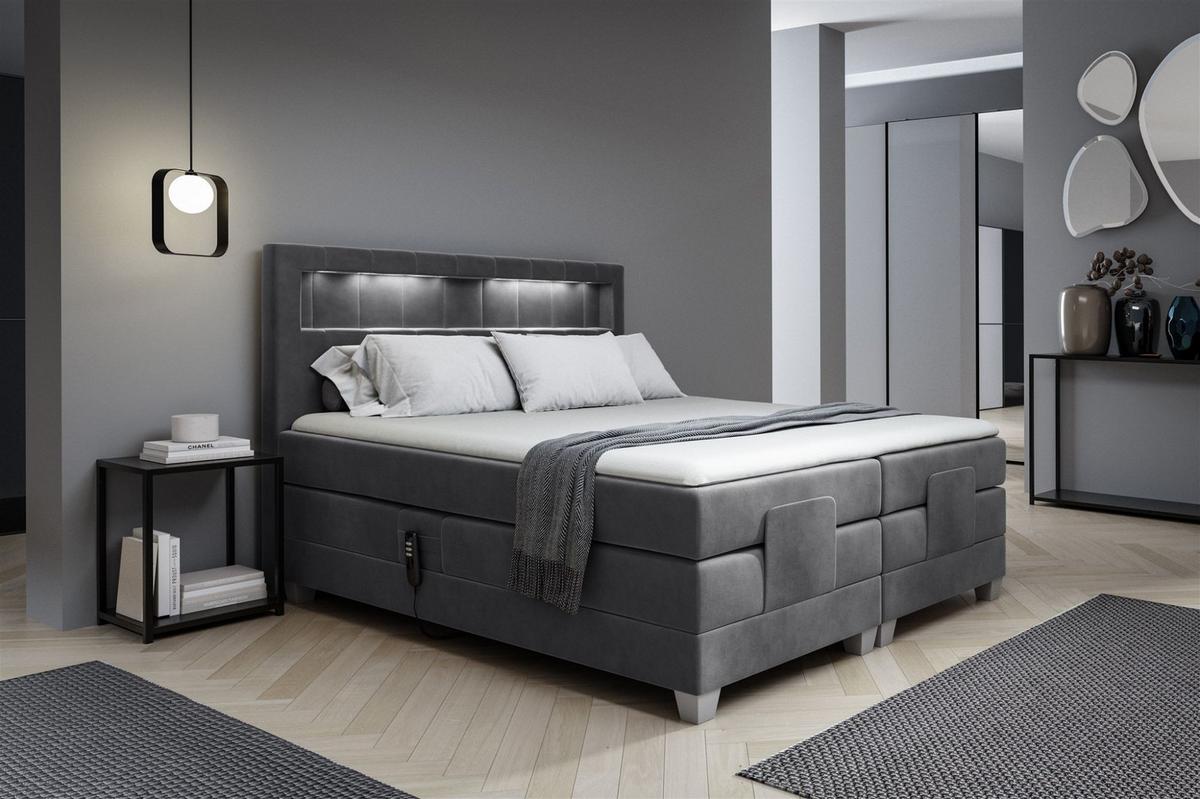 BOXSPRINGBETT Elektrisch Davide - Dunkelgrau, Holzwerkstoff/Textil (140/200cm) - Fun Möbel
