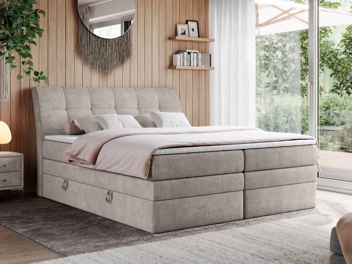 BOXSPRINGBETT GOLD-10 KING 120/200 Beige Struktur - H3 - Beige, Holz/Textil (120/200cm) - MKS