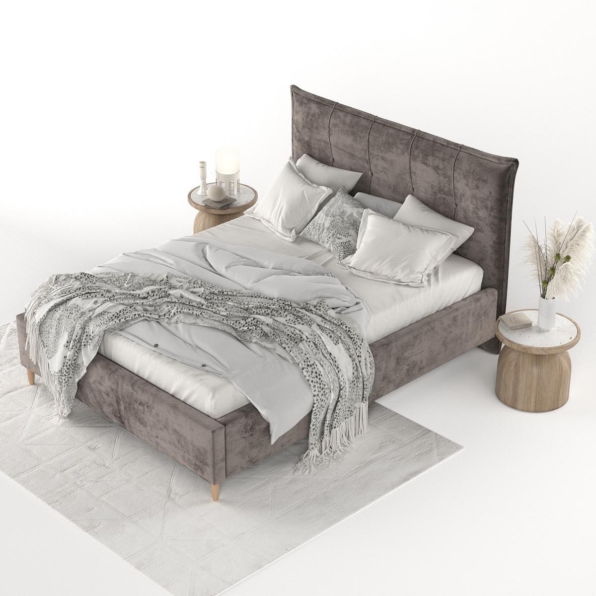 POLSTERBETT Plaza 140/200 cm Braun im Lotta Stoff - Naturfarben/Braun, Holz/Holzwerkstoff (140/200cm) - AltaBeds