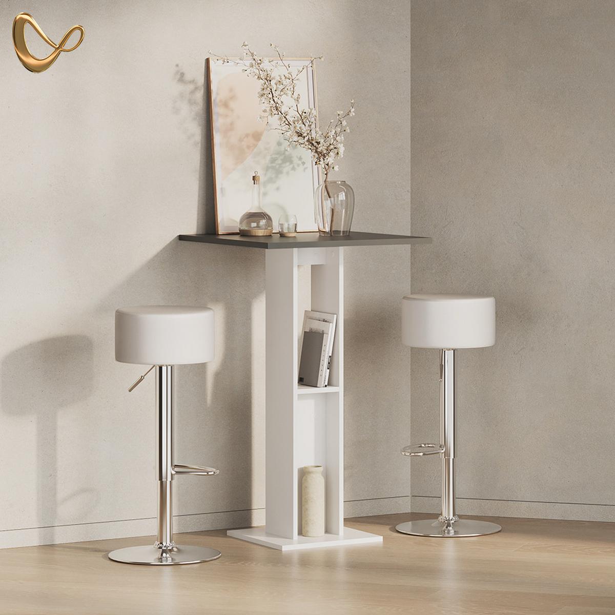 BARTISCH Regusa Weiß/Anthrazit 65 x 65 cm - Anthrazit/Weiß, Holzwerkstoff (65/65/106cm) - Livinity®