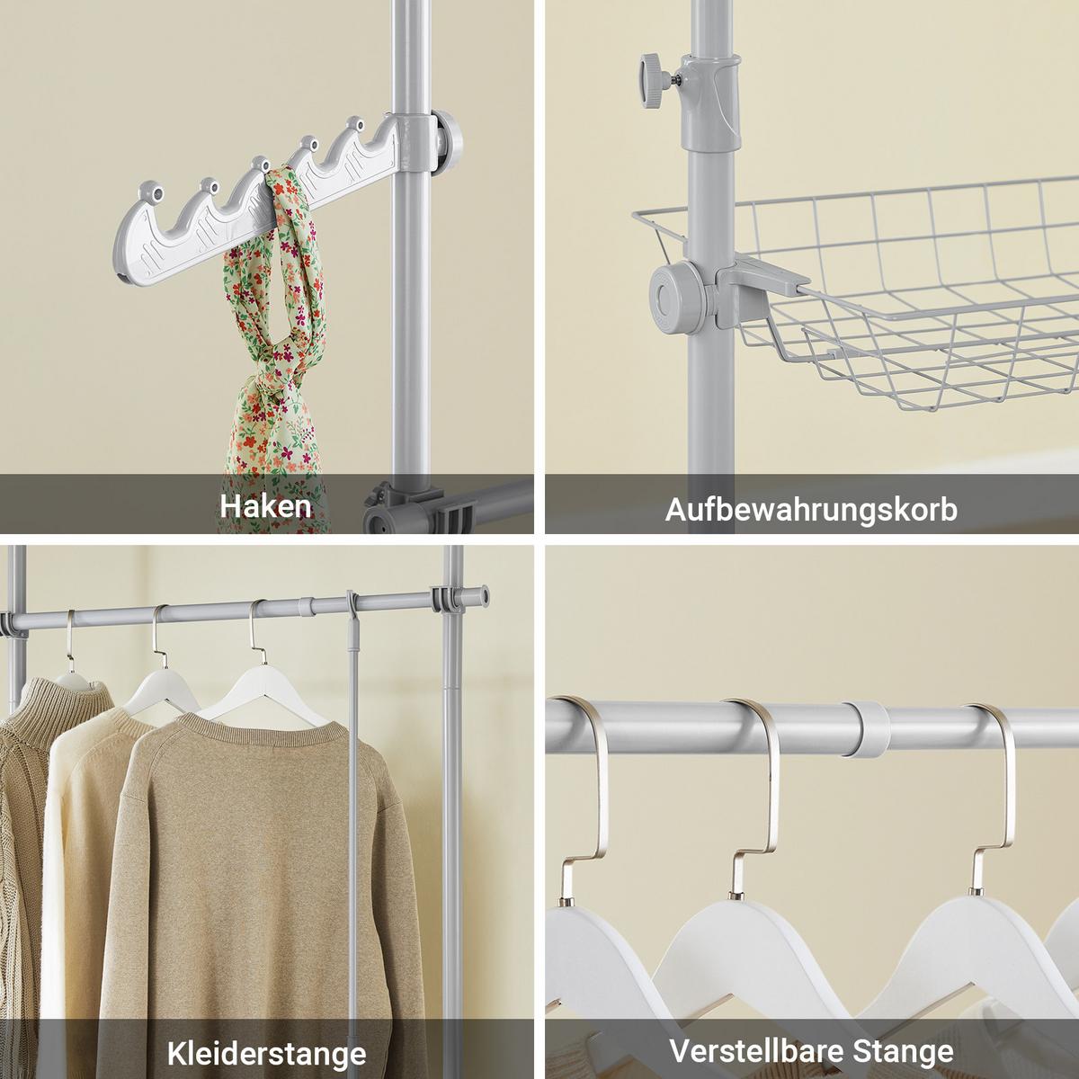 TELESKOP KLEIDERSTÄNDER Hellgrau - Grau, Kunststoff (311/295/37cm) - SoBuy
