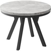 ESSTISCH Lume runder ausziehbarer, Grauer Beton 100-150/100/76 cm - Hellgrau/Schwarz, Holz/Holzwerkstoff (100/150/76cm) - WFL GROUP
