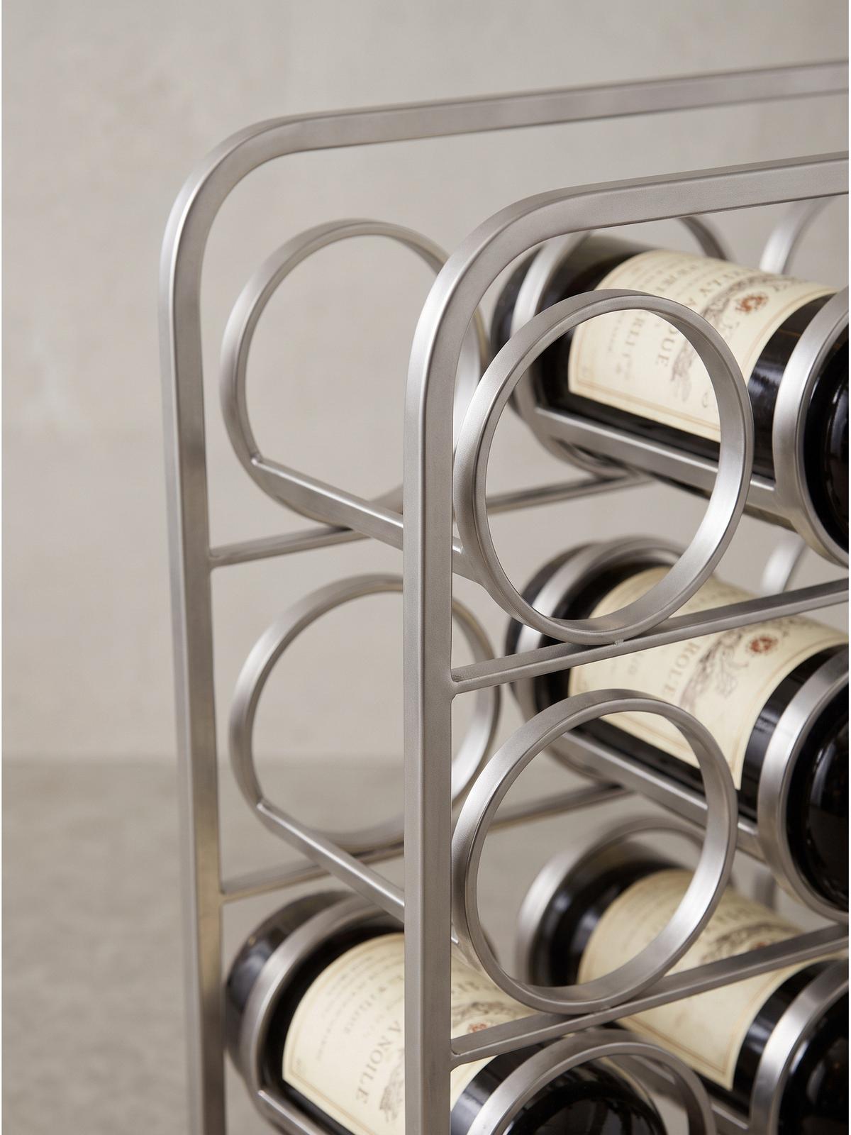 WEINFLASCHENREGAL POSITANO, Stahl, Silber, 34 x 15 x 47 cm - Silberfarben, Metall (34/47/15cm) - KADIMA DESIGN