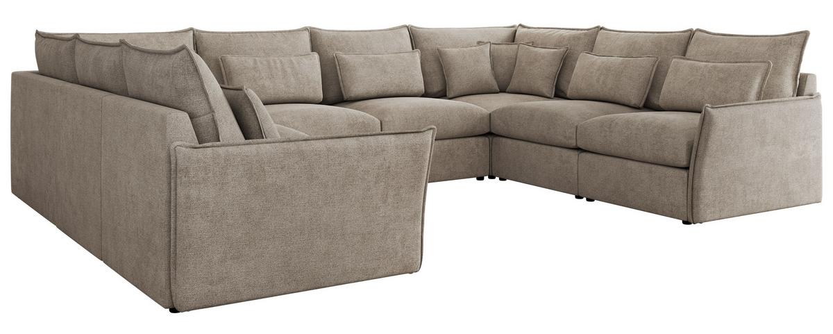WOHNLANDSCHAFT VERSO U 8M Beige Struktur - Beige/Schwarz, Kunststoff/Textil (362/93/270cm) - MKS