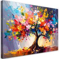 LEINWANDBILD 3D Bunter blühender Baum des Lebens 90x60cm - Multicolor, Textil (90/60cm) - Feeby