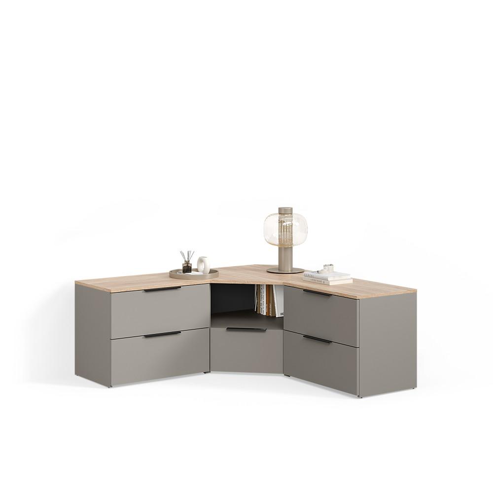 WOHNWAND Piave Greige 3 Teile - Greige, Holzwerkstoff (68/50/68cm) - Livinity®