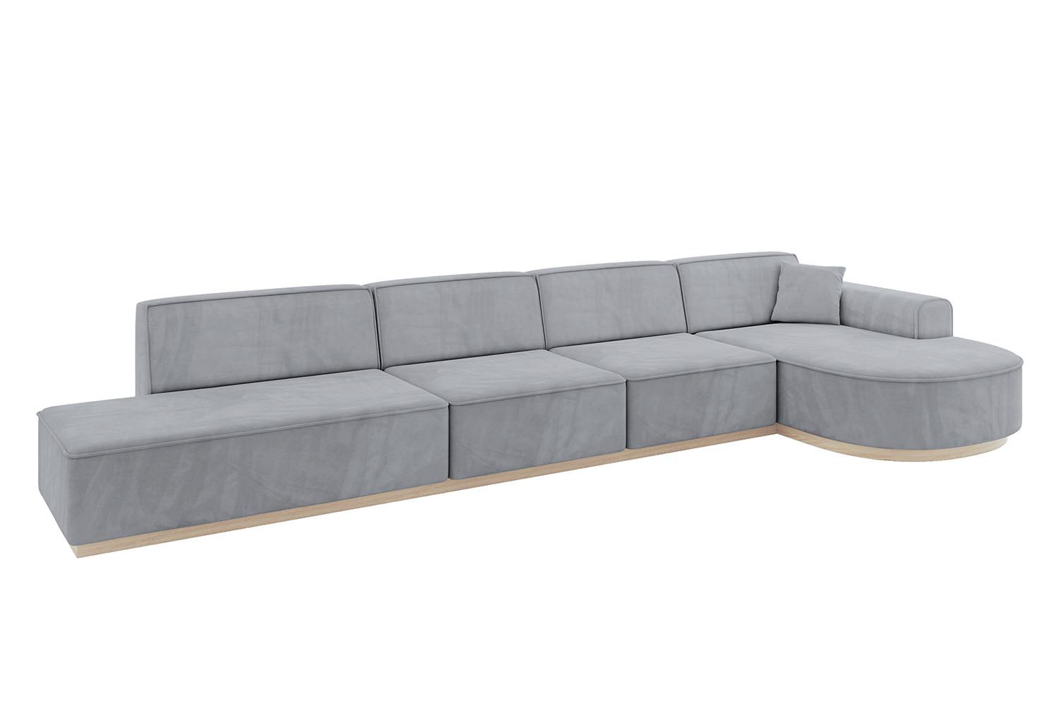 ECKSOFA Ottomane Rechts ARRIO-L3 - 413x171x83 cm Hellgrau - Grau, Holzwerkstoff/Textil (413/171cm) - ALTDECOR