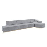 ECKSOFA Ottomane Rechts ARRIO-L3 - 413x171x83 cm Hellgrau - Grau, Holzwerkstoff/Textil (413/171cm) - ALTDECOR