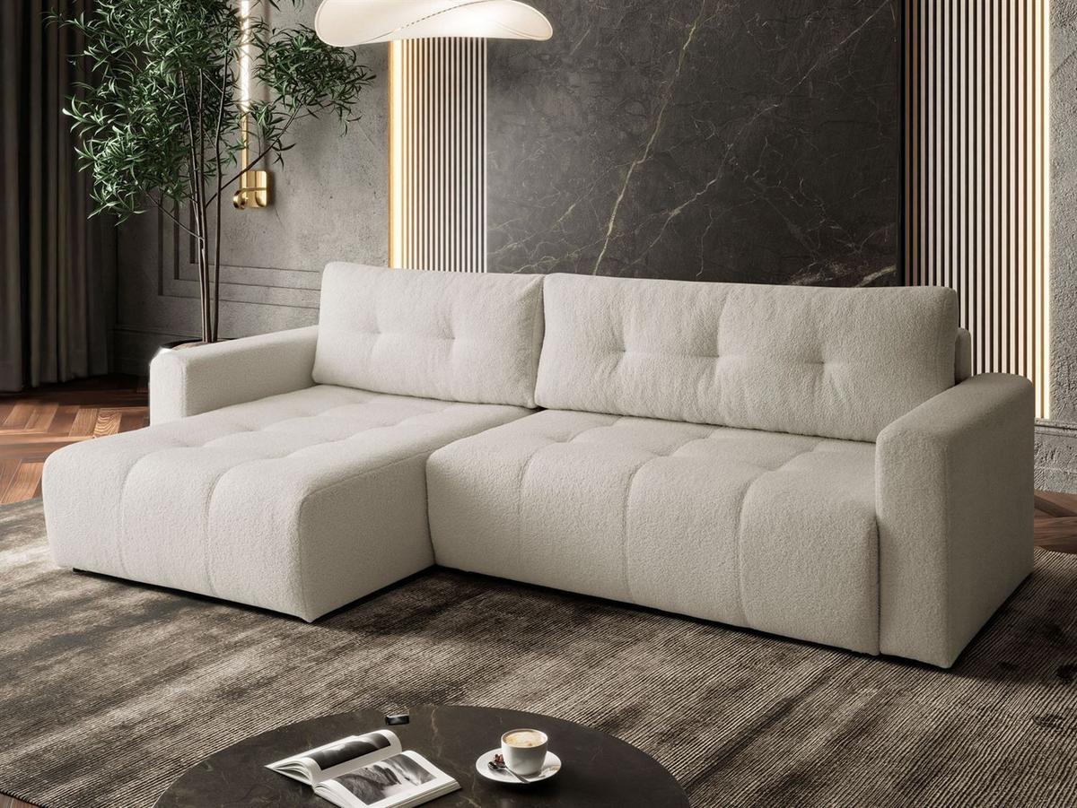 ECKSOFA ASTON mit Schlaffunktion und Bettkasten - Ecru, Textil (261/143cm) - Lookway