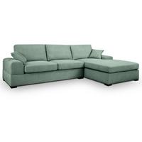 SOFA petrol Strukturstoff 308 cm, Ecksofa 5-Sitzer, L-Sofa Ottomane rechts - Petrol/Schwarz, Holz/Textil (308/186cm) - Inn.Furn