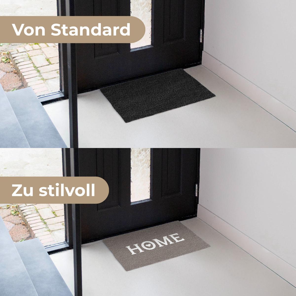 FUSSMATTE Startseite - Text - Taupe Fußabtreter 60x40 cm - Taupe, Kunststoff (60/0.4cm) - MuchoWow