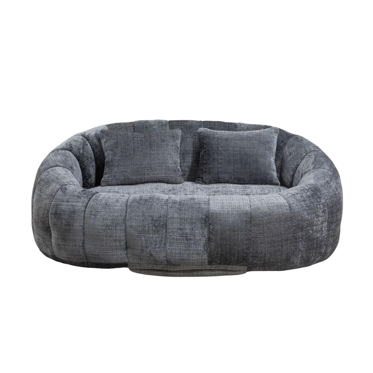 2-SITZER SOFA aus Chenille mit Memory Schaum & ohne Montage - Grau, Textil (145/63/95cm) - Urban Meuble