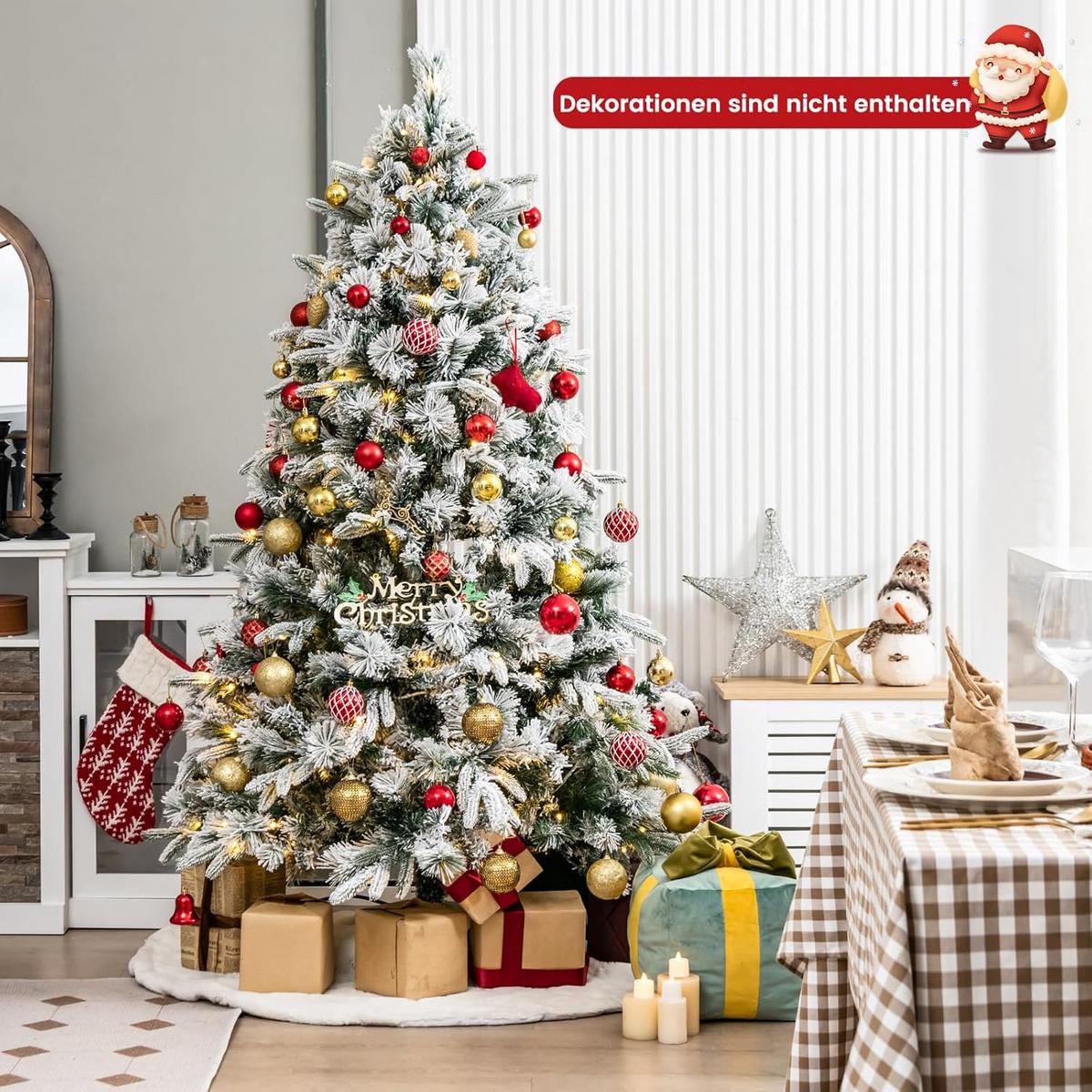 WEIHNACHTSBAUM Beleuchtung Grün - Grün, Kunststoff (186cm) - COSTWAY