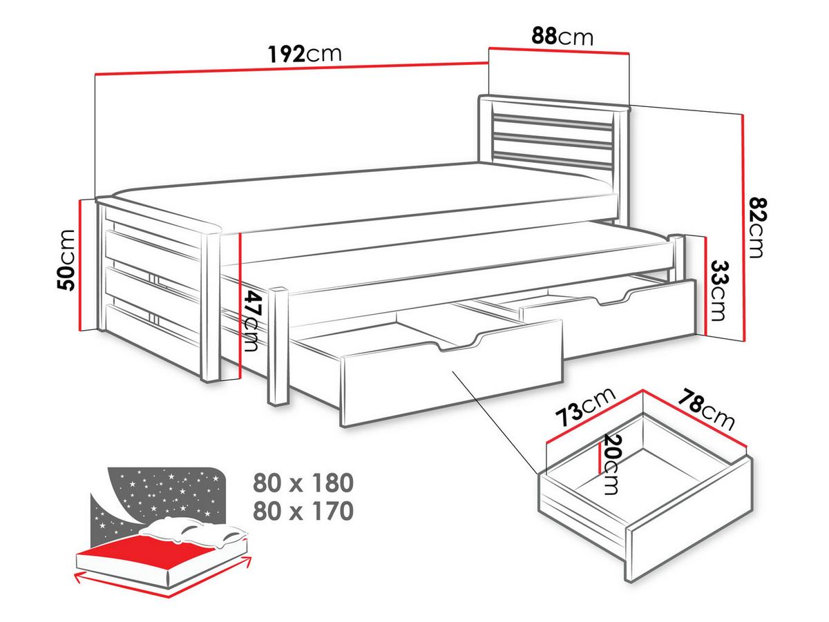 KINDERBETT Calwin 80 mit Ausziehbett - Weiß, Holz (80/180cm) - MIRJAN24