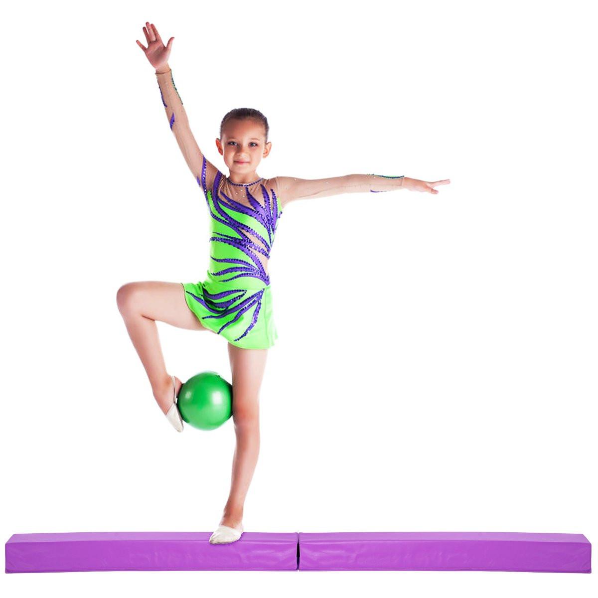 BALANCE Beam zusammenfaltbar Lila - Lila, Kunststoff (170/20cm) - COSTWAY