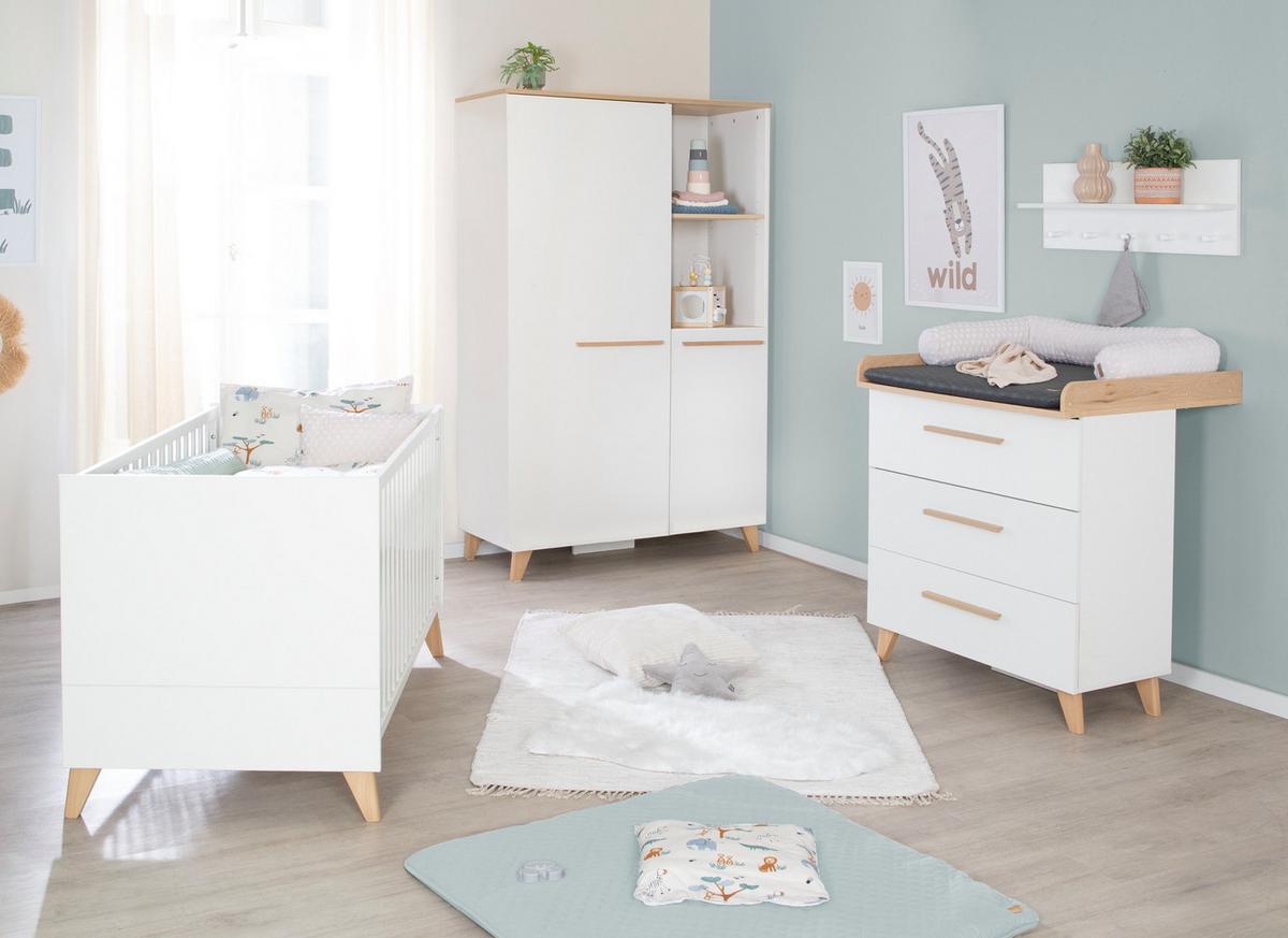 BABYZIMMER Leon 3-teilig III - Weiß, Holz (1/1/1cm) - Roba