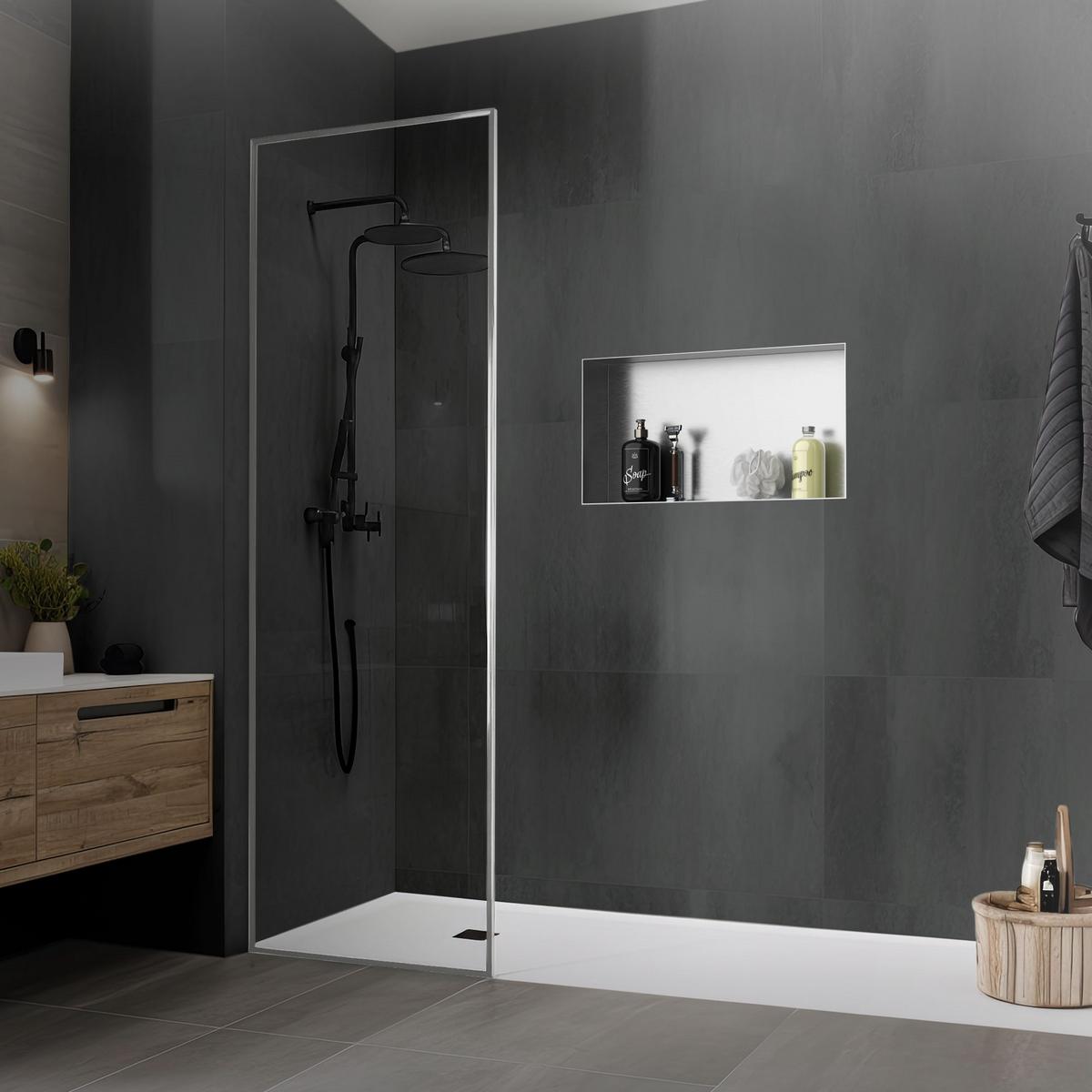 DUSCHNISCHE Silber 60/30 cm - Silberfarben, Metall (60/30/10cm) - LuxeBath